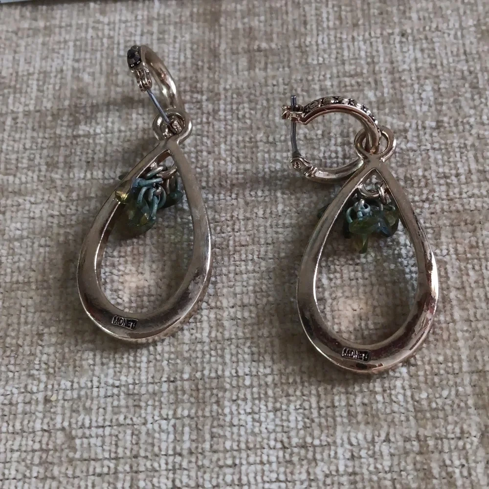 Monet Gold Tone Large Tear Drop Dangle Earrings